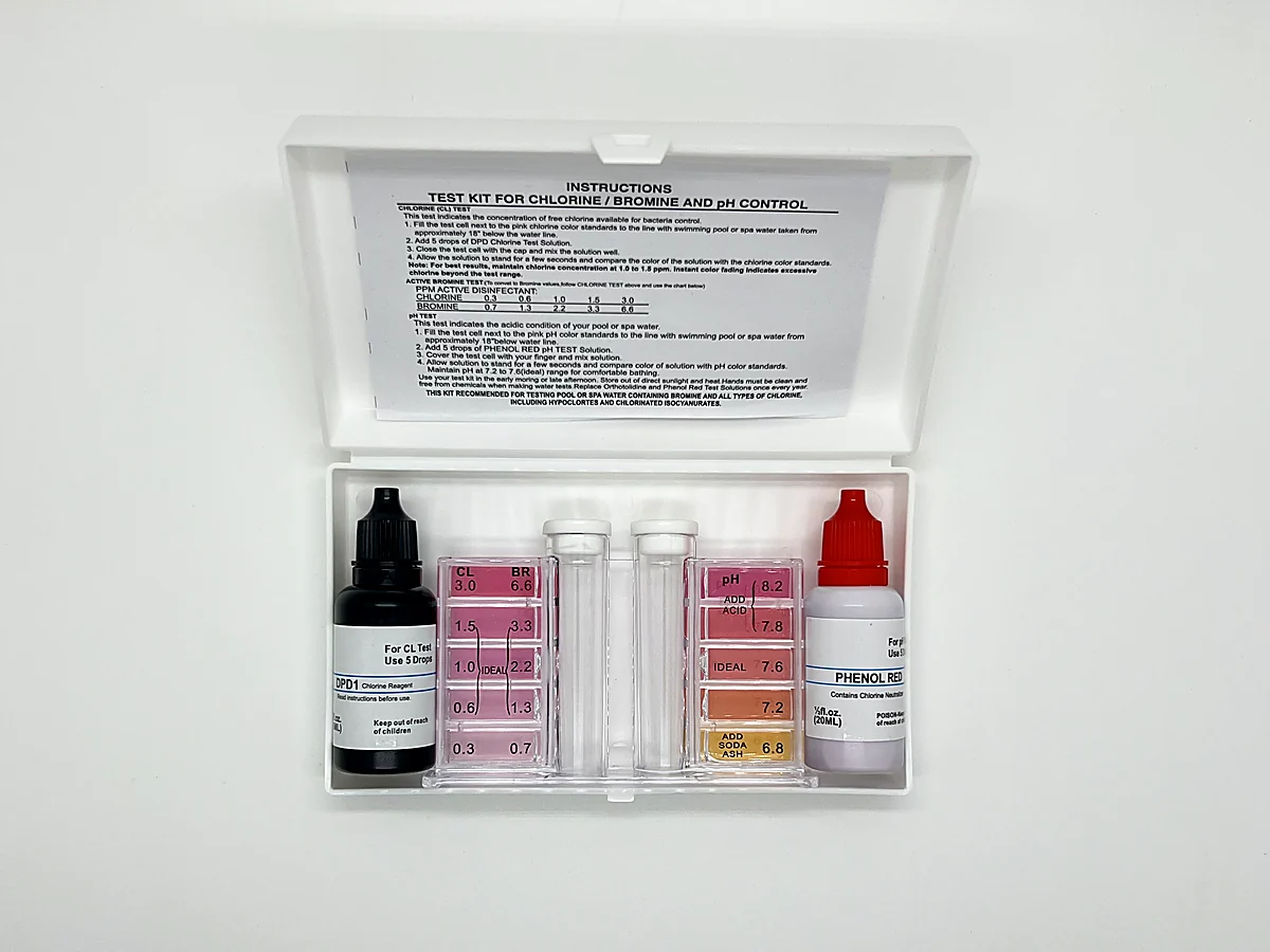 DPD1 and Phenol Red liquid test kit white background
